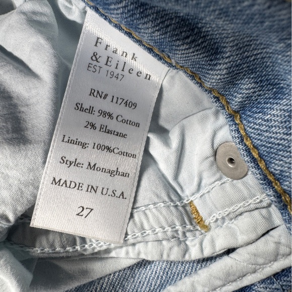 Frank & Eileen Monaghan Button Fly High Rise Raw Hem Straight Leg Mom Jeans 27 - Picture 15 of 16